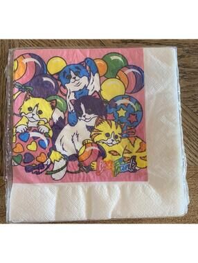 Vintage Sealed Lisa Frank Kitten Love Balloon Napkins Cat Birthday Party Beach